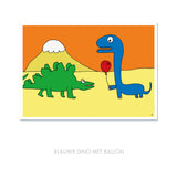 Postkaart Blauwe dinosaurus